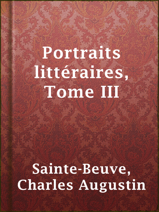 Cover image for Portraits littéraires, Tome III